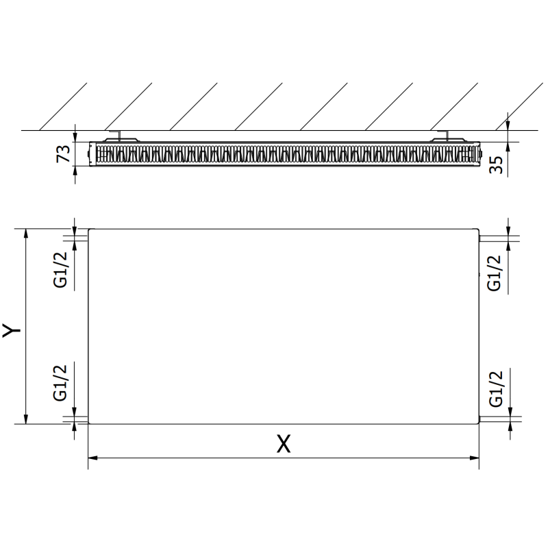 Mexen Flat CF21 flat radiator 400 x 1600 mm, side connection, 1270 W, black - W421F-040-160-70
