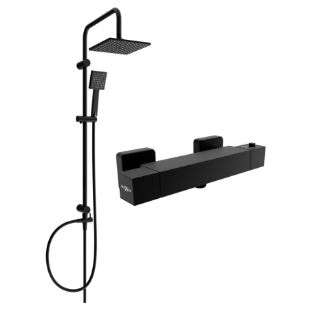 Mexen Tord surface-mounted shower set with a rainmaker and thermostatic mixer tap Cube, Black - 77200200-70
