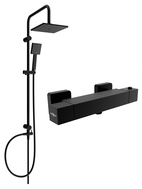 Mexen Cube Tord Shower Set with Exposed Installation, Rain Shower and Thermostatic Shower Mixer, Black - 77200200-70