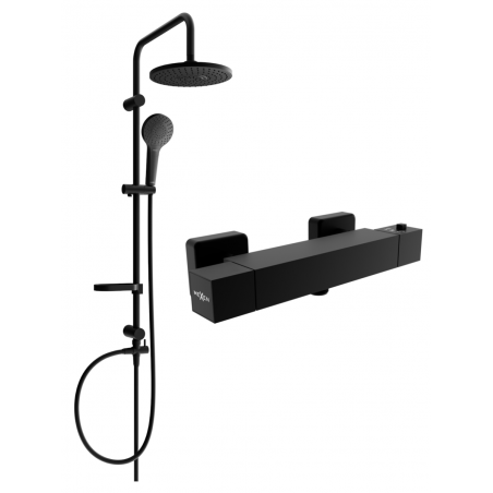 Mexen Erik surface-mounted shower set with a rainmaker and thermostatic mixer tap Cube, Black - 77200205-70
