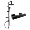 Mexen Cube Erik surface-mounted shower set with rain shower and thermostatic shower mixer, black - 77200205-70