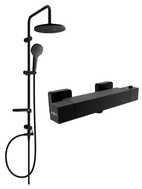 Mexen Cube Erik surface-mounted shower set with rain shower and thermostatic shower mixer, black - 77200205-70