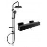 Mexen Cube Carl surface-mounted shower set with rain shower and thermostatic shower mixer, black - 77200240-70