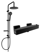 Mexen Cube Carl surface-mounted shower set with rain shower and thermostatic shower mixer, black - 77200240-70
