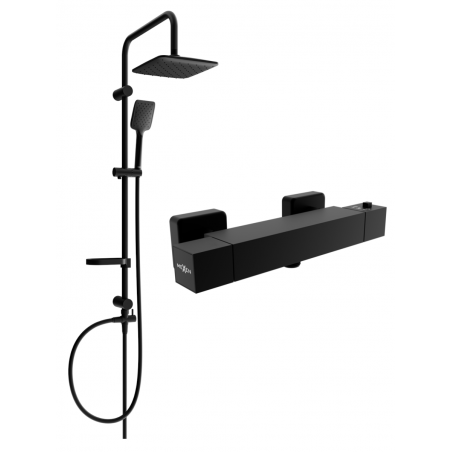 Mexen Sven surface-mounted shower set with a rainmaker and thermostatic mixer tap Cube, Black - 77200262-70