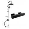 Mexen Cube Sven wall-mounted shower set with rain shower and thermostatic shower faucet, black - 77200262-70