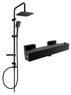 Mexen Cube Sven wall-mounted shower set with rain shower and thermostatic shower faucet, black - 77200262-70