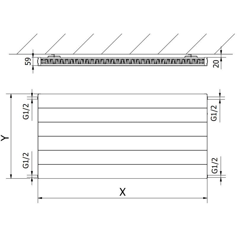 Mexen Line CL11 plate radiator 900 x 500 mm, side connection, 546 W, black - W411L-090-050-70