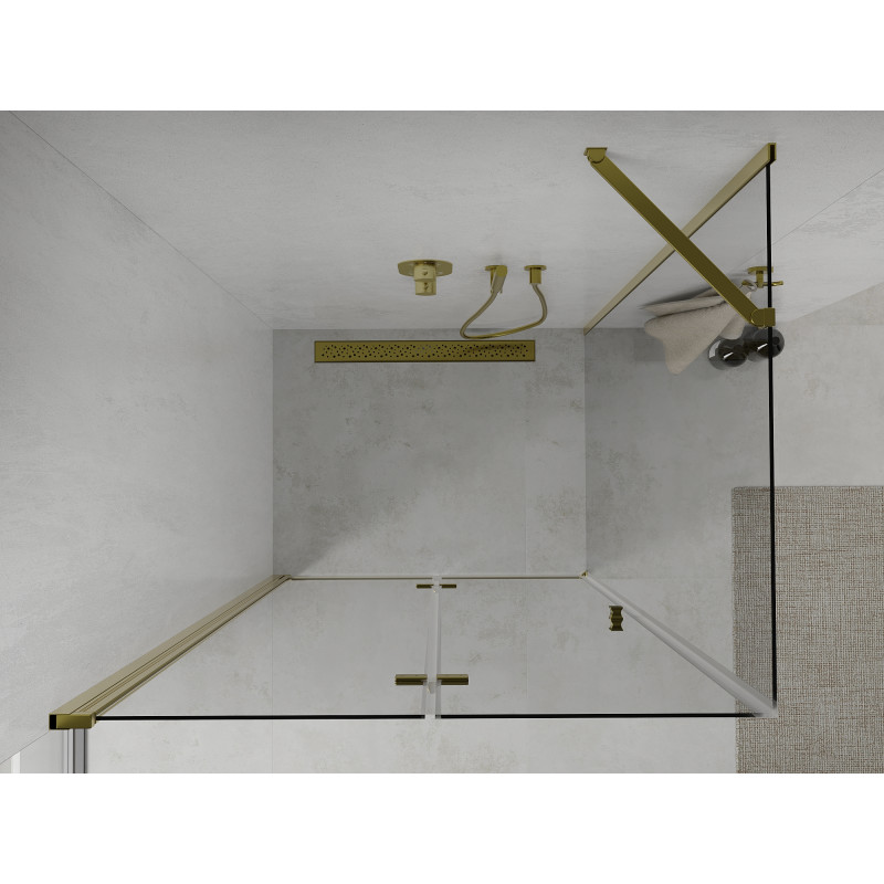 Mexen Lima folding shower cabin 70 x 90 cm, transparent, gold - 856-070-090-50-00