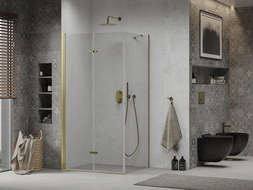 Mexen Lima folding shower enclosure 80 x 90 cm, transparent, gold - 856-080-090-50-00