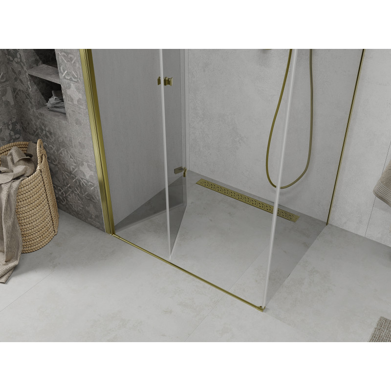 Mexen Lima folding shower cabin 80 x 100 cm, transparent, gold - 856-080-100-50-00