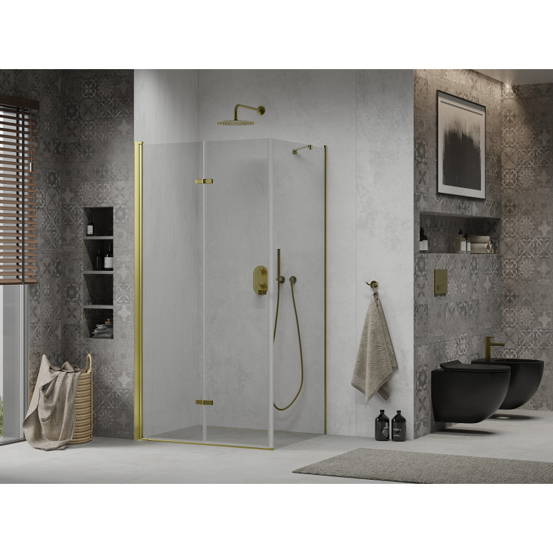 Mexen Lima folding shower cabin 80 x 100 cm, transparent, gold - 856-080-100-50-00