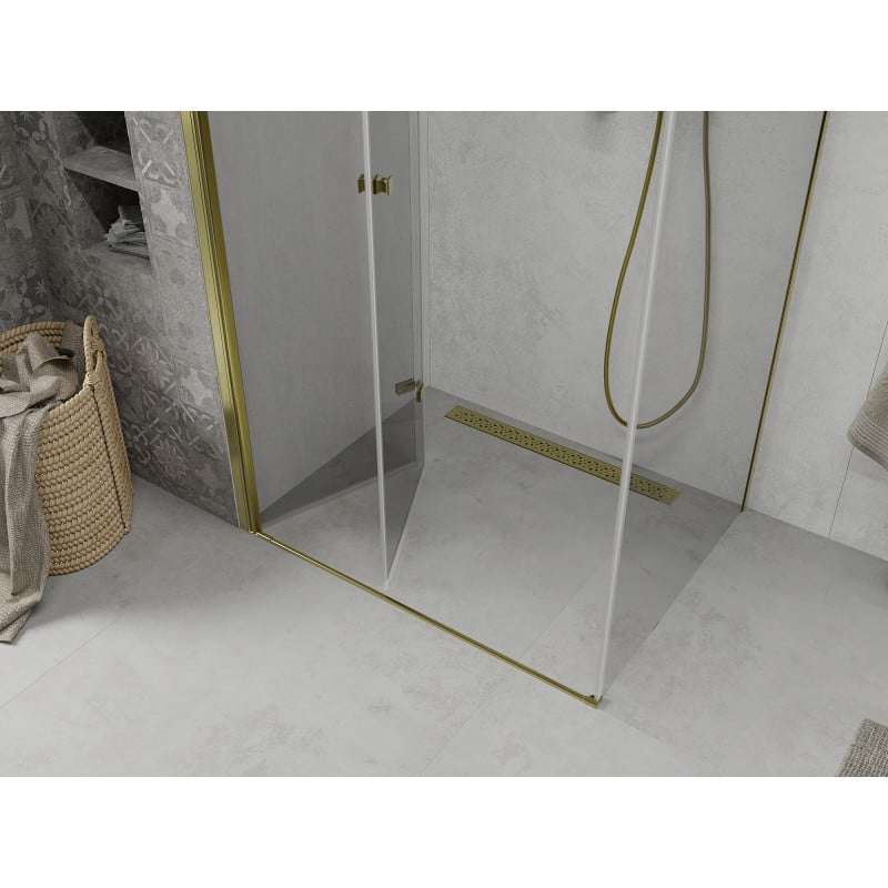 Mexen Lima folding shower cabin 90 x 70 cm, transparent, gold - 856-090-070-50-00