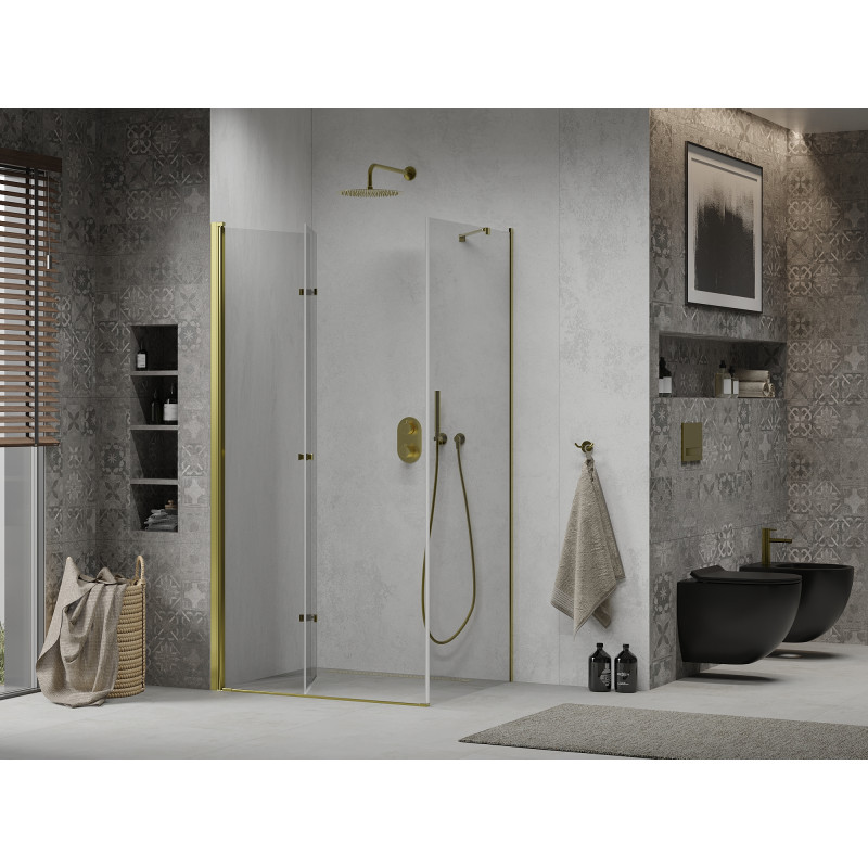 Mexen Lima folding shower cabin 90 x 70 cm, transparent, gold - 856-090-070-50-00