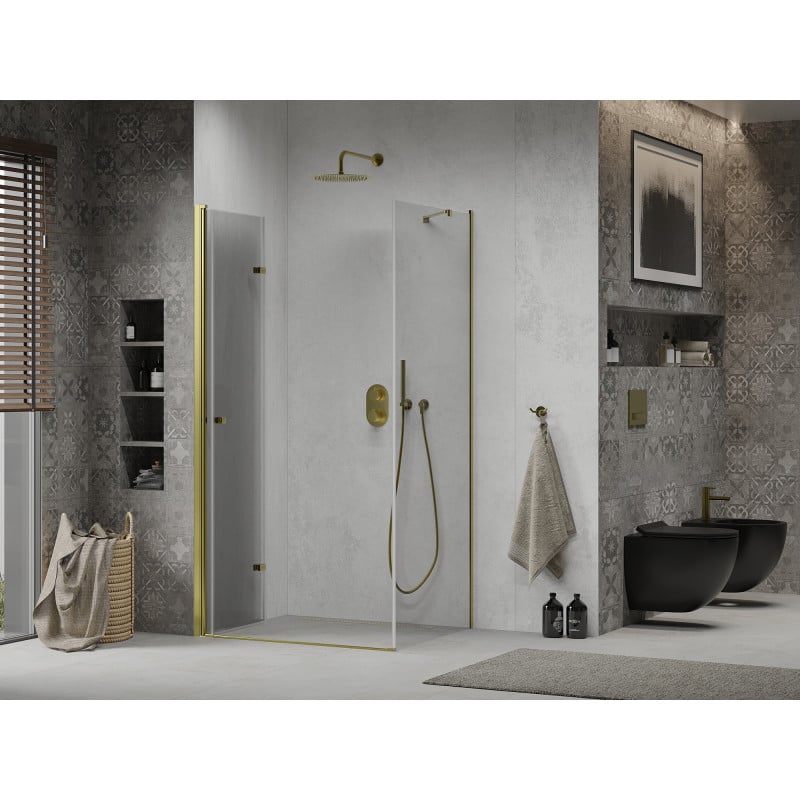 Mexen Lima folding shower cabin 90 x 70 cm, transparent, gold - 856-090-070-50-00