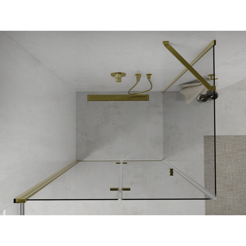 Mexen Lima folding shower cabin 90 x 70 cm, transparent, gold - 856-090-070-50-00