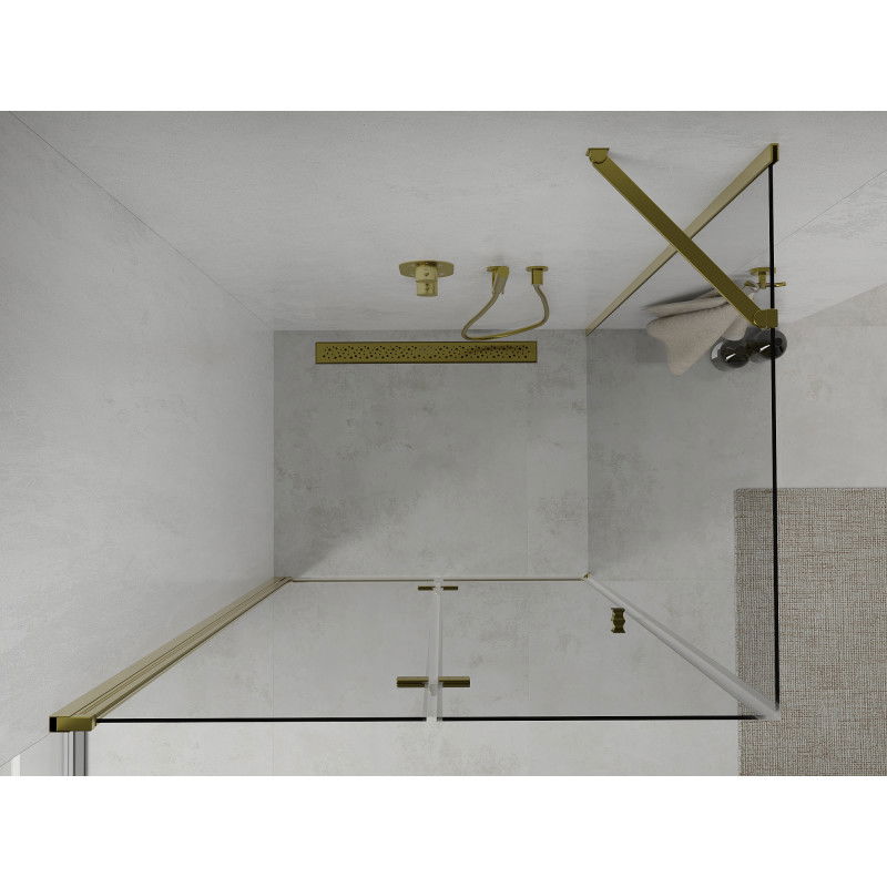 Mexen Lima folding shower cabin 100 x 70 cm, transparent, gold - 856-100-070-50-00