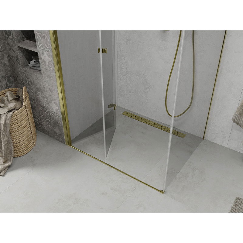 Mexen Lima foldable shower enclosure 100 x 90 cm, transparent, gold - 856-100-090-50-00