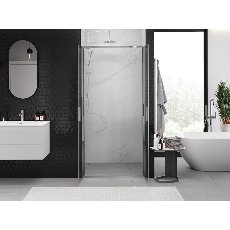 Mexen Exo-B Duo double hinged shower door 70 cm, transparent, chrome - 814-070-000-01-00