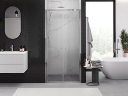 Mexen Exo double hinged shower door 90 cm, transparent, chrome - 814-090-000-01-00