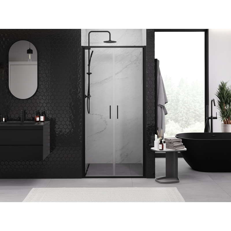 Mexen Exo-B Duo double hinged shower door 70 cm, transparent, black - 814-070-000-70-00