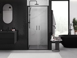 Mexen Exo double swing shower door 80 cm, transparent, black - 814-080-000-70-00