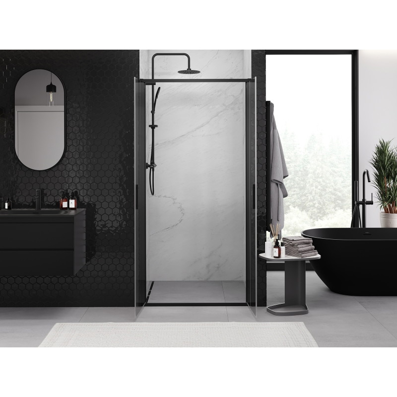Mexen Exo-B Duo double hinged shower door 70 cm, transparent, black - 814-070-000-70-00