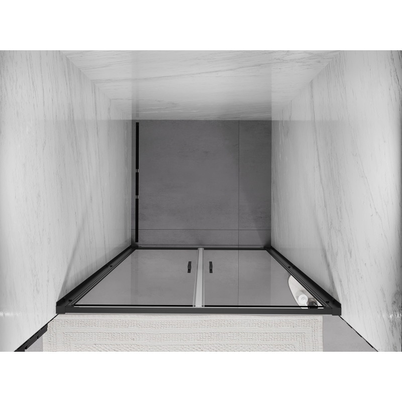 Mexen Exo-B Duo double hinged shower door 70 cm, transparent, black - 814-070-000-70-00