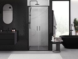 Mexen Exo double swing shower door 100 cm, transparent, black - 814-100-000-70-00
