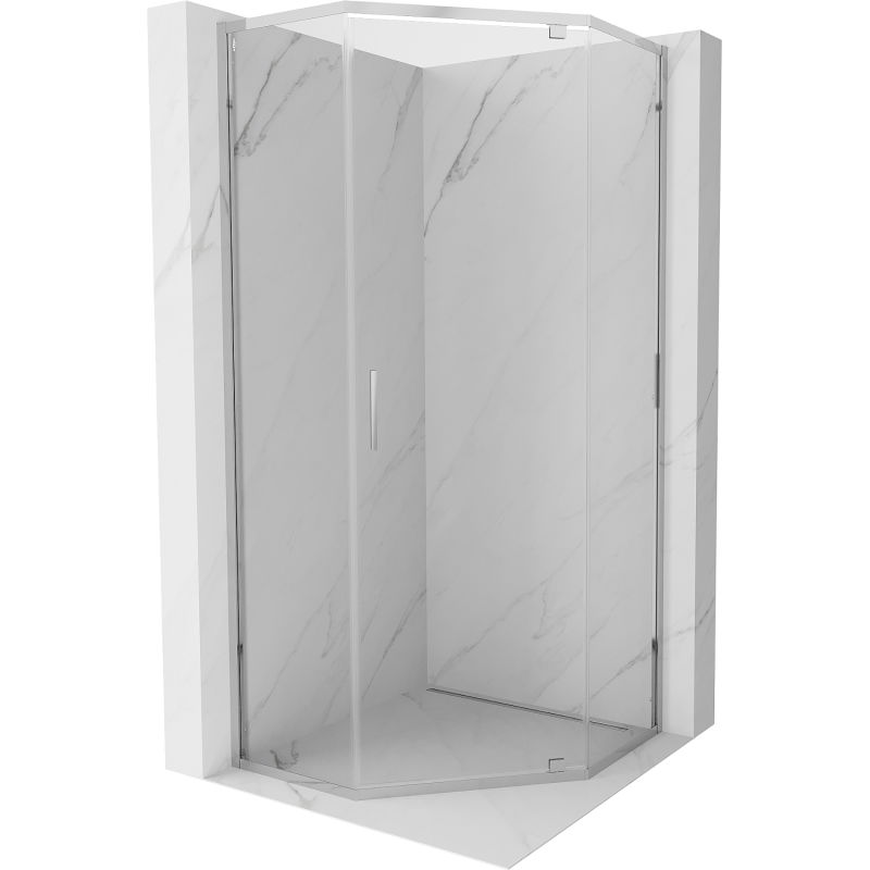 Mexen Exo pentagonal hinged shower cabin 80 x 80 cm, transparent, chrome - 812-080-080-01-00
