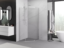 Mexen Exo pentagonal hinged shower cabin 80 x 80 cm, transparent, chrome - 812-080-080-01-00