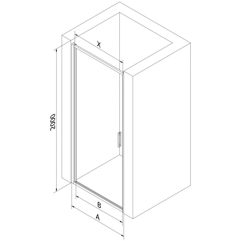 Mexen Exo 75 cm Hinged Shower Door, Transparent, Chrome - 817-075-000-01-00