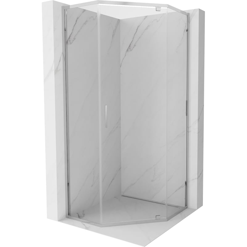 Mexen Exo pentagonal shower enclosure hinged 100 x 100 cm, transparent, chrome - 812-100-100-01-00