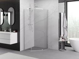 Mexen Exo pentagonal shower cabin with hinged door 100 x 100 cm, transparent, chrome - 812-100-100-01-00