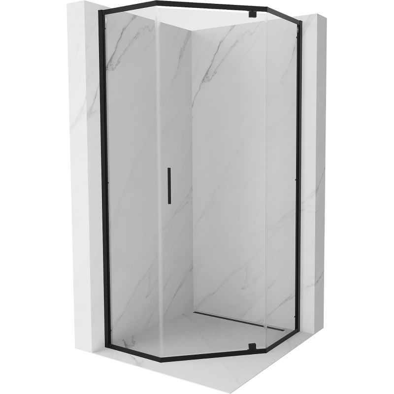 Mexen Exo Pentagonal Shower Enclosure, Hinged 80 x 80 cm, Transparent, Black - 812-080-080-70-00