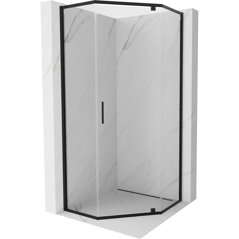 Mexen Exo-R pentagonal hinged shower enclosure 80 x 80 cm, transparent, black - 812-080-080-70-00