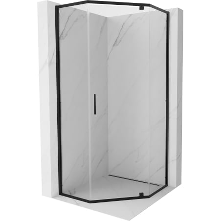 Mexen Exo-R pentagonal hinged shower enclosure 80 x 80 cm, transparent, black - 812-080-080-70-00