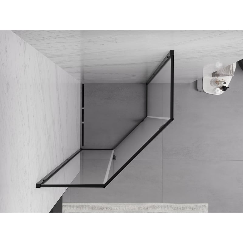 Mexen Exo-R pentagonal hinged shower enclosure 80 x 80 cm, transparent, black - 812-080-080-70-00