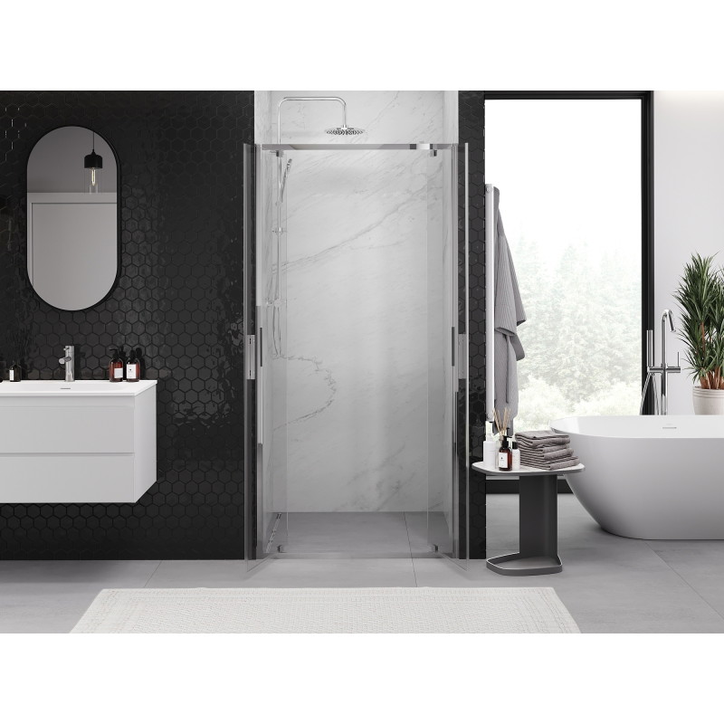 Mexen Exo-BR Duo double hinged shower door 100 cm, transparent, chrome - 8182-100-000-01-00