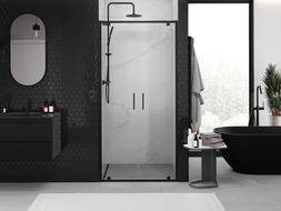 Mexen Exo-BR Duo double hinged shower door 80 cm, transparent, black - 8182-080-000-70-00