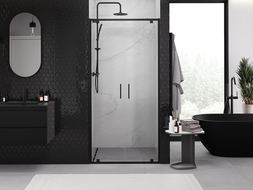 Mexen Exo double hinged shower door 90 cm, transparent, black - 8182-090-000-70-00