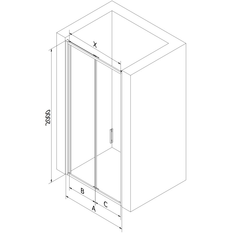 Mexen Exo-F folding shower doors 95 cm, transparent, chrome - 816-095-000-01-00