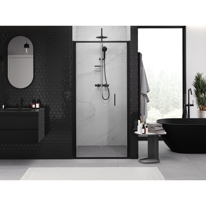 Mexen Exo-F folding shower door 60 cm, transparent, black - 816-060-000-70-00