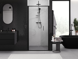 Mexen Exo 60 cm Folding Shower Door, Transparent, Black - 816-060-000-70-00