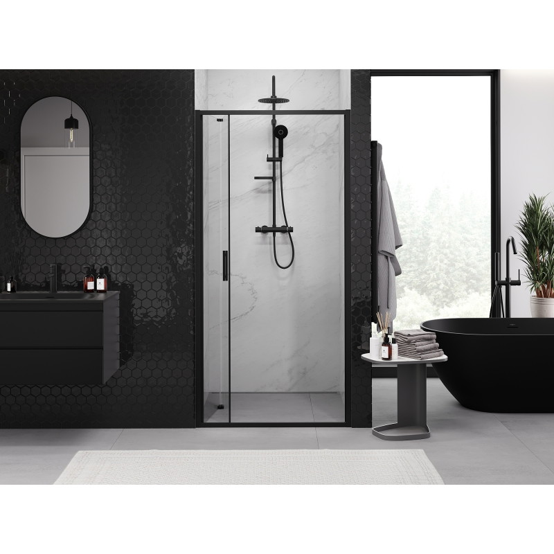 Mexen Exo-F folding shower door 65 cm, transparent, black - 816-065-000-70-00