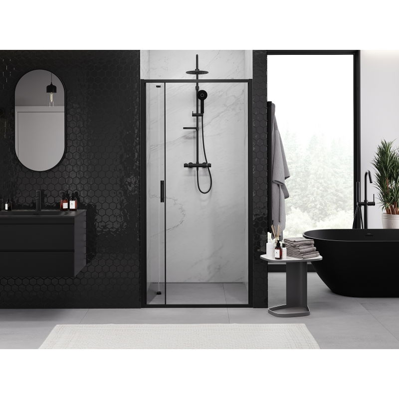 Mexen Exo folding shower door 65 cm, transparent, black - 816-065-000-70-00