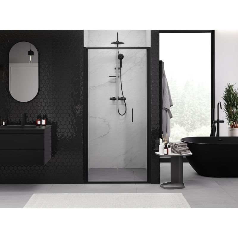 Mexen Exo folding shower door 85 cm, transparent, black - 816-085-000-70-00