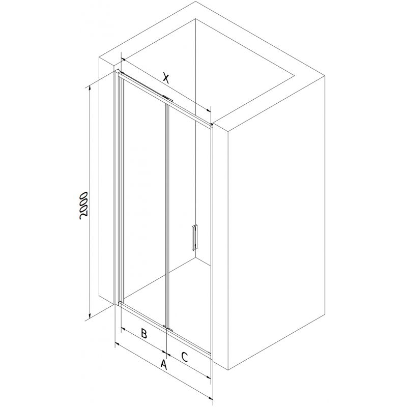 Mexen Exo 80 cm Folding Shower Doors, Transparent, Black - 816-080-000-70-00
