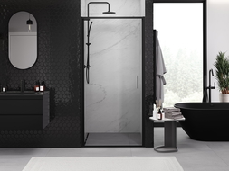 Mexen Exo pivot shower door 75 cm, transparent, black - 817-075-000-70-00