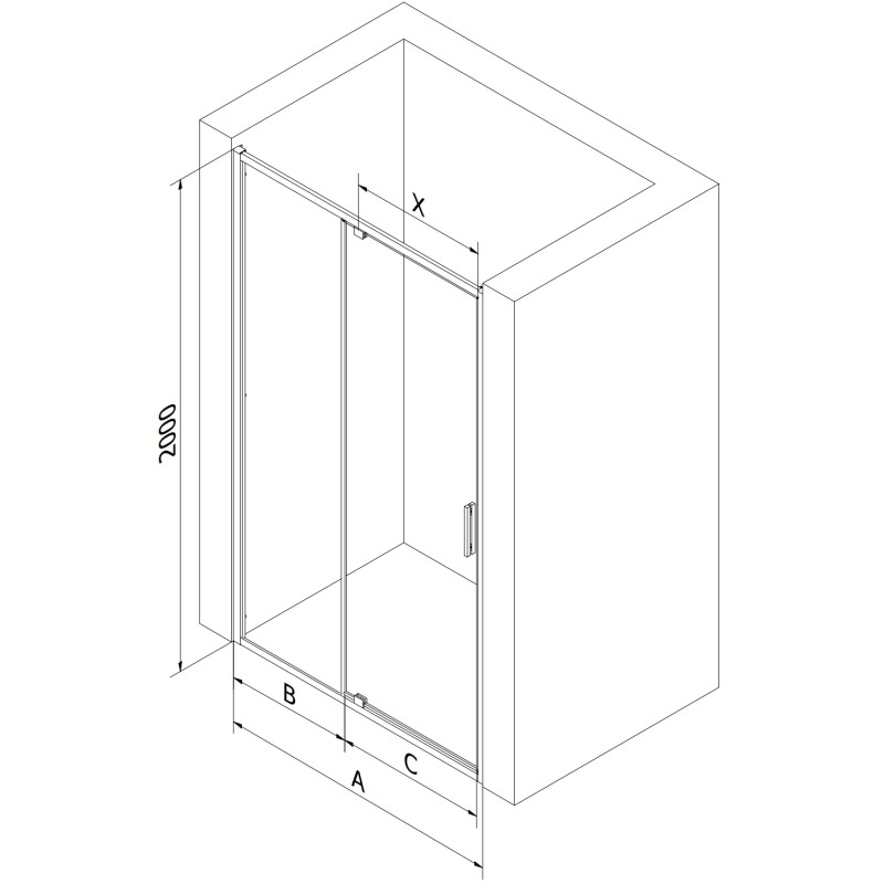 Mexen Exo-R hinged shower door 110 cm, transparent, chrome - 819-110-000-01-00